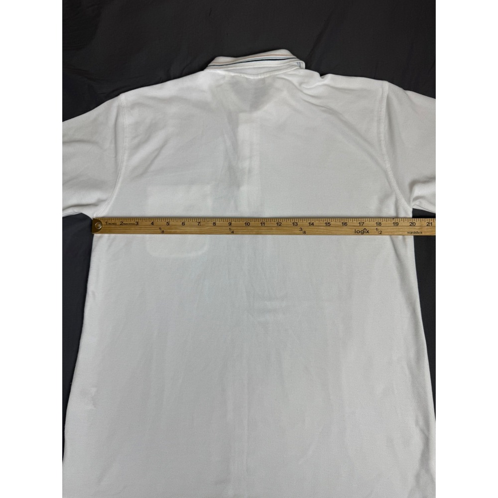 Vintage Troy Bros White Short Sleeve Polo Shirt Striped Collar Mens Medium - Picture 3 of 13